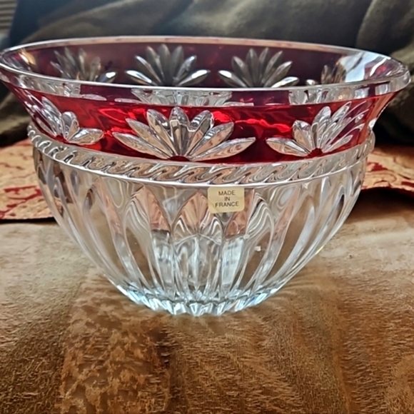 France marked Fan Cut to clear Heavy Lead Crystal Corinth Bowl Fan cut - Picture 6 of 11